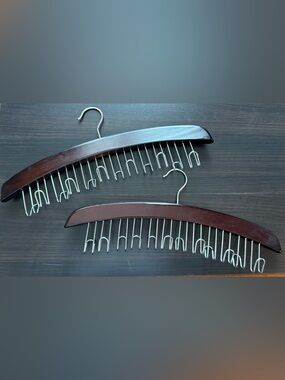 2 Wooden Hangers with Hooks - Belt, Scarf, Tie Hanger